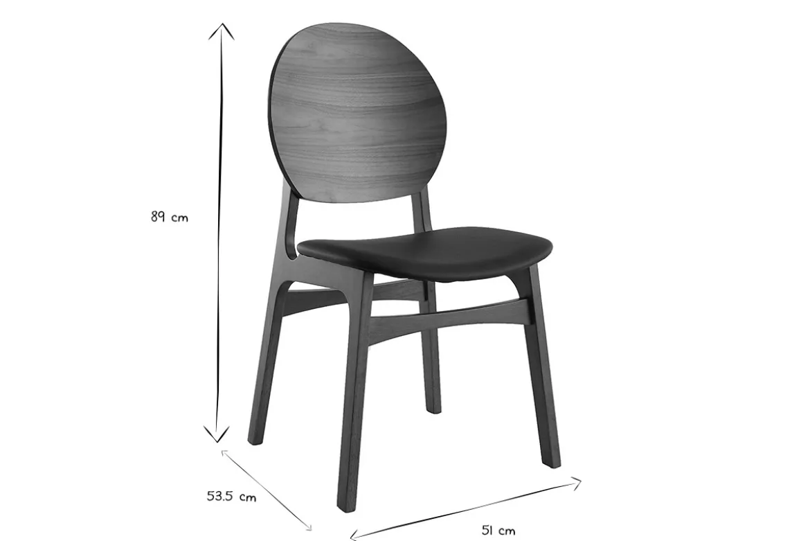Chaises noires et bois foncé (lot de 2) ELTON