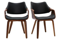 Chaises noires et bois foncé noyer (lot de 2) SEVAN