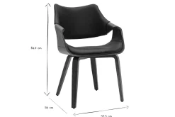 Chaises noires et bois foncé noyer (lot de 2) SEVAN