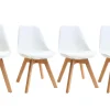 Chaises scandinaves blanc et bois clair massif (lot de 4) PAULINE