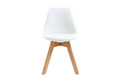 Chaises scandinaves blanc et bois clair massif (lot de 4) PAULINE
