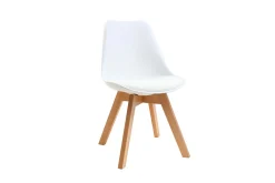 Chaises scandinaves blanc et bois clair massif (lot de 4) PAULINE