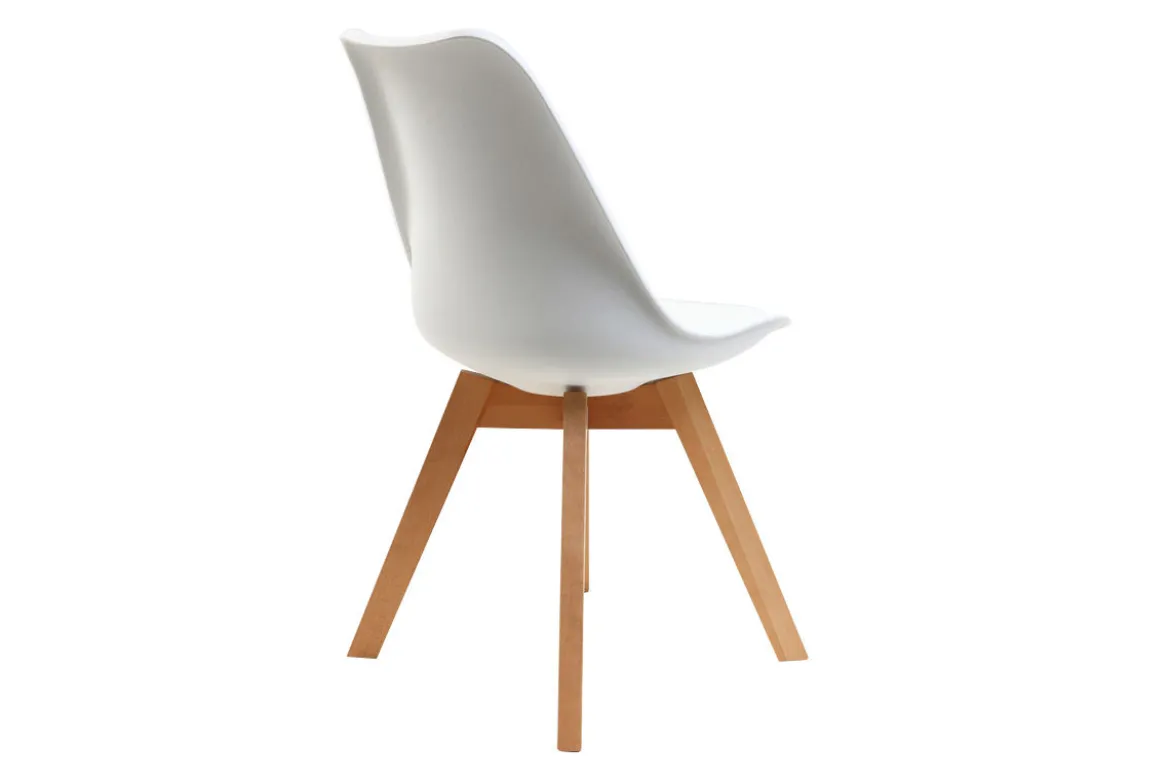 Chaises scandinaves blanc et bois clair massif (lot de 4) PAULINE