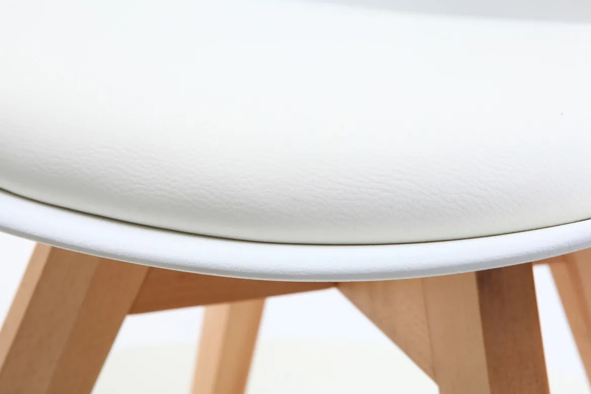 Chaises scandinaves blanc et bois clair massif (lot de 4) PAULINE