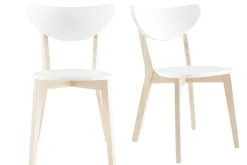 Chaises scandinaves blanc et bois clair (lot de 2) LEENA