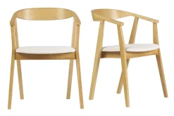 Chaises scandinaves bois clair et tissu effet laine bouclée blanc (lot de 2) BAHIA
