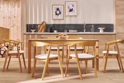 Chaises scandinaves bois clair et tissu effet laine bouclée blanc (lot de 2) BAHIA