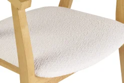 Chaises scandinaves bois clair et tissu effet laine bouclée blanc (lot de 2) BAHIA