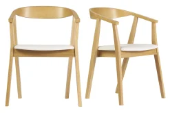 Chaises scandinaves design blanc et bois clair (lot de 2) BAHIA