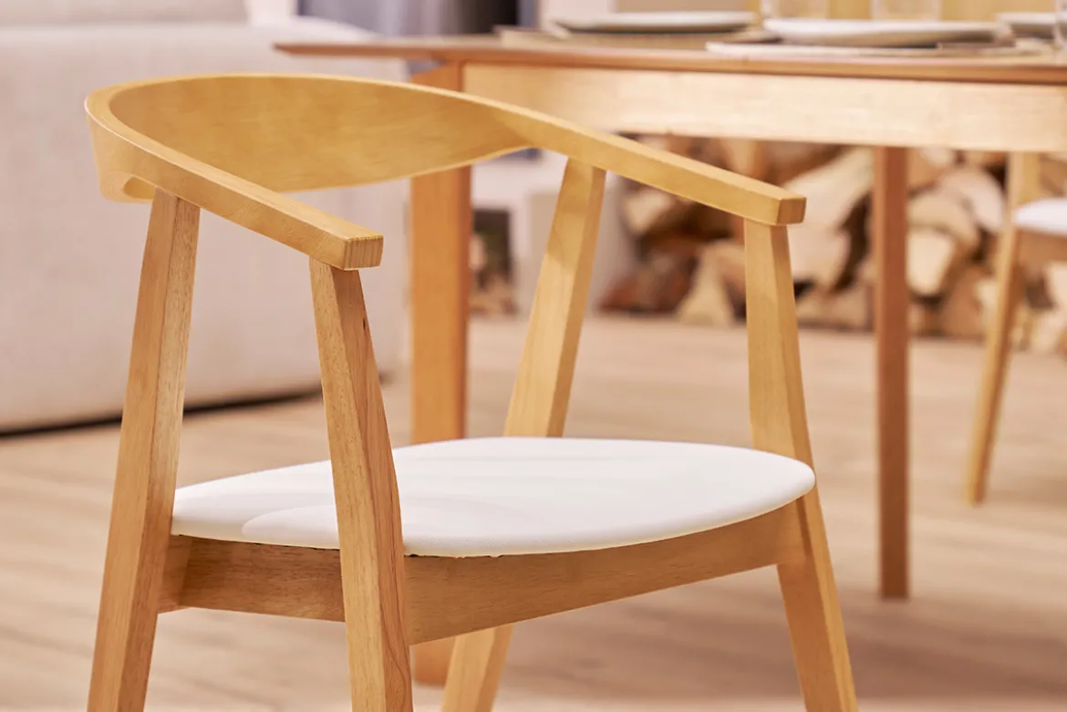 Chaises scandinaves design blanc et bois clair (lot de 2) BAHIA