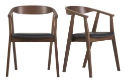 Chaises scandinaves design noir et bois foncé (lot de 2) BAHIA
