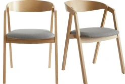Chaises scandinaves empilables en bois clair chêne et tissu gris (lot de 2) LOVA