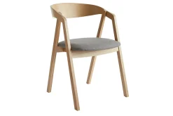 Chaises scandinaves empilables en bois clair chêne et tissu gris (lot de 2) LOVA
