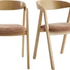 Chaises scandinaves empilables en bois clair chêne et tissu effet velours terre brûlée (lot de 2) LOVA