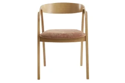 Chaises scandinaves empilables en bois clair chêne et tissu effet velours terre brûlée (lot de 2) LOVA