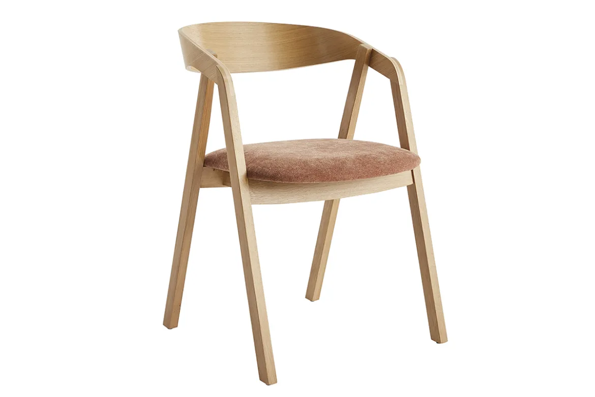 Chaises scandinaves empilables en bois clair chêne et tissu effet velours terre brûlée (lot de 2) LOVA