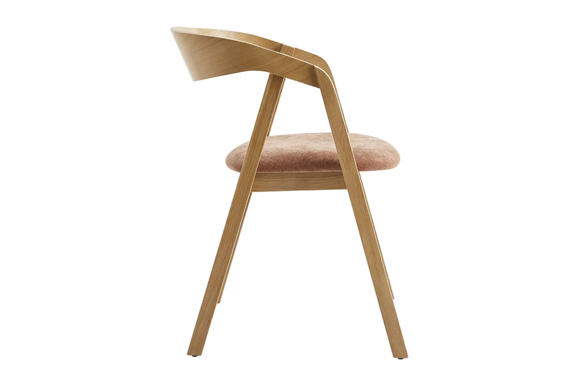 Chaises scandinaves empilables en bois clair chêne et tissu effet velours terre brûlée (lot de 2) LOVA