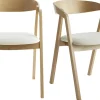 Chaises scandinaves empilables en bois clair chêne et tissu effet laine bouclée blanc cassé (lot de 2) LOVA