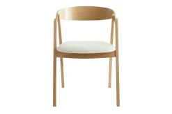 Chaises scandinaves empilables en bois clair chêne et tissu effet laine bouclée blanc cassé (lot de 2) LOVA