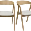 Chaises scandinaves empilables en bois clair chêne et tissu beige (lot de 2) LOVA
