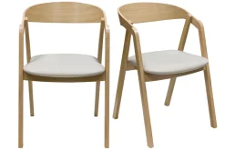 Chaises scandinaves empilables en bois clair chêne et tissu beige (lot de 2) LOVA
