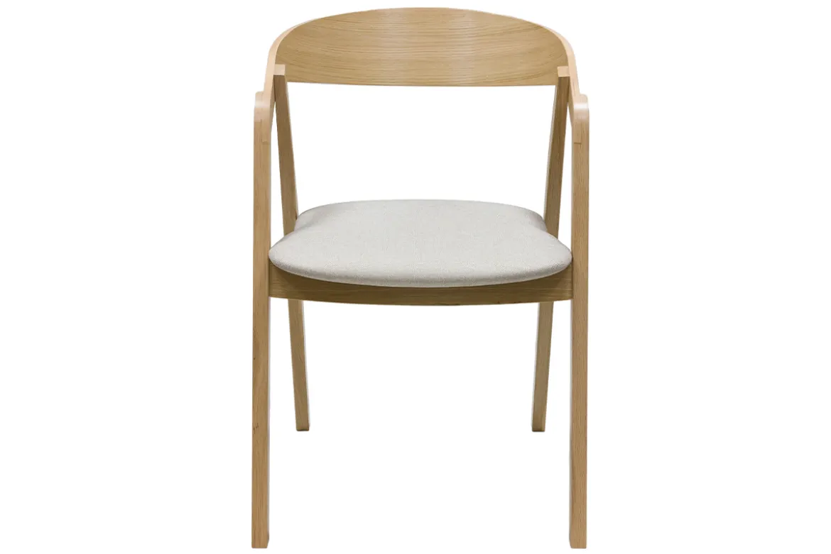 Chaises scandinaves empilables en bois clair chêne et tissu beige (lot de 2) LOVA