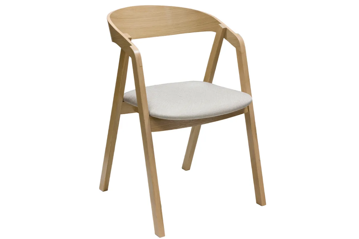 Chaises scandinaves empilables en bois clair chêne et tissu beige (lot de 2) LOVA