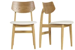 Chaises scandinaves en bois clair et blanc (lot de 2) ELION