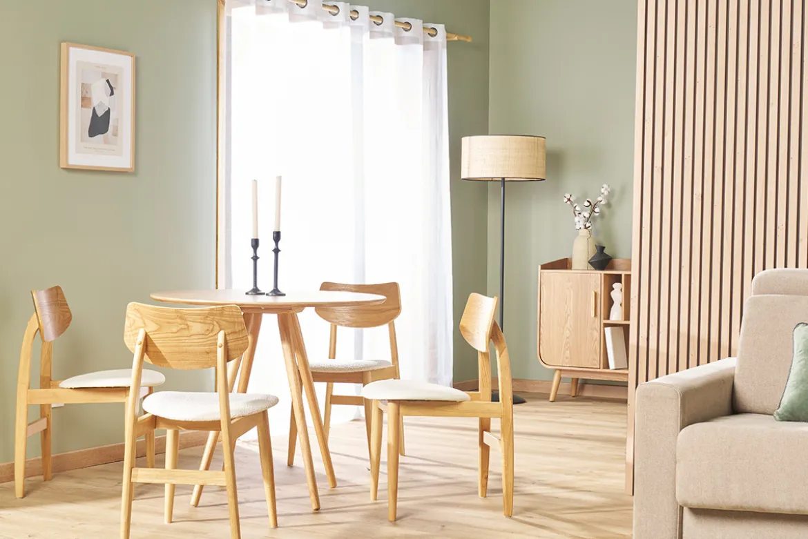 Chaises scandinaves en bois clair et blanc (lot de 2) ELION