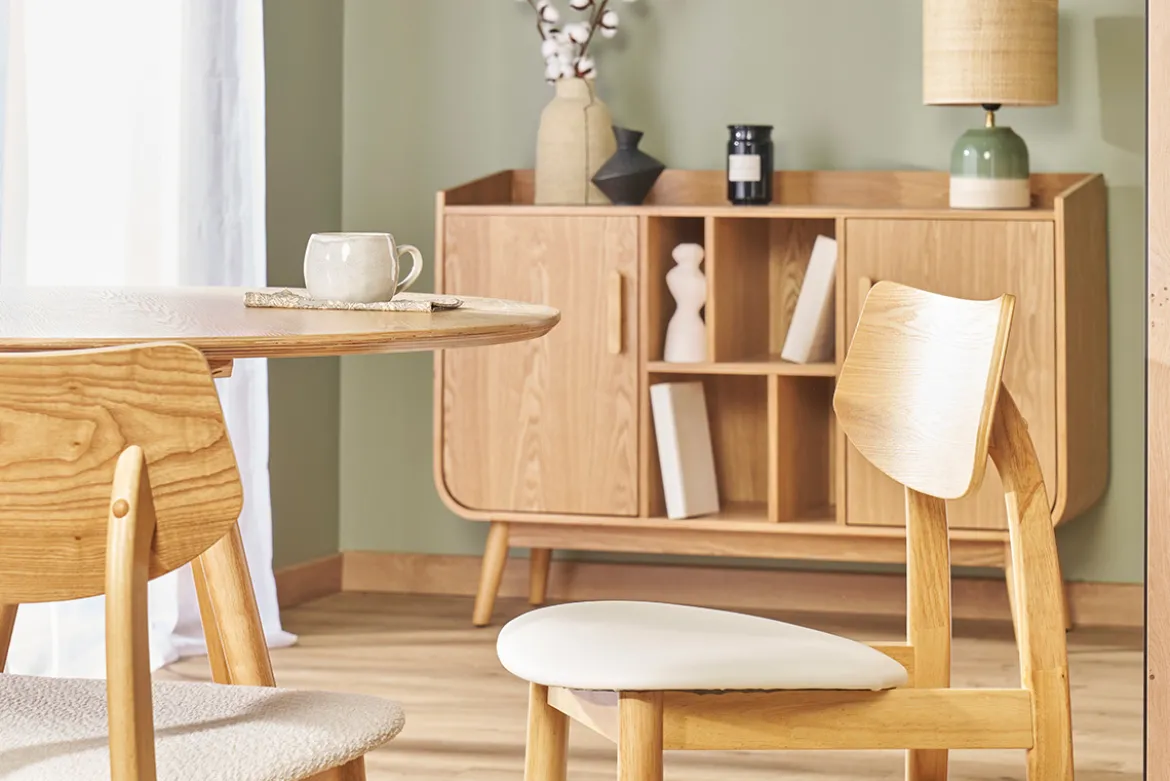 Chaises scandinaves en bois clair et blanc (lot de 2) ELION