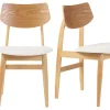 Chaises scandinaves en bois clair et tissu effet laine bouclée blanc (lot de 2) ELION