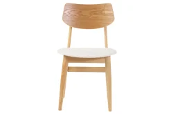 Chaises scandinaves en bois clair et tissu effet laine bouclée blanc (lot de 2) ELION