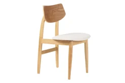 Chaises scandinaves en bois clair et tissu effet laine bouclée blanc (lot de 2) ELION