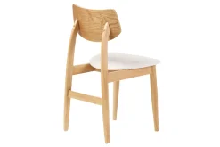 Chaises scandinaves en bois clair et tissu effet laine bouclée blanc (lot de 2) ELION