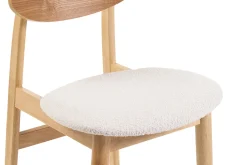 Chaises scandinaves en bois clair et tissu effet laine bouclée blanc (lot de 2) ELION