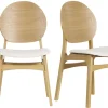 Chaises scandinaves en bois clair et tissu effet laine bouclée blanc (lot de 2) ELTON