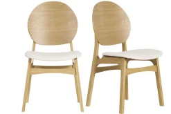 Chaises scandinaves en bois clair et tissu effet laine bouclée blanc (lot de 2) ELTON