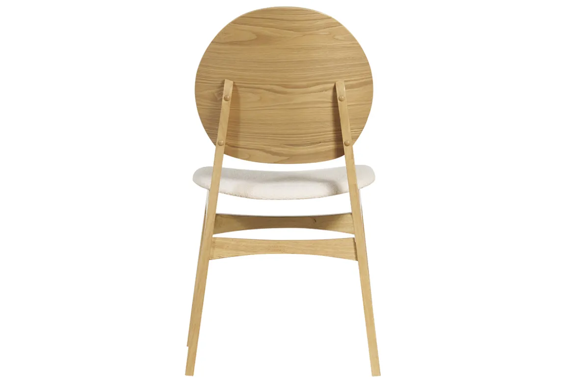 Chaises scandinaves en bois clair et tissu effet laine bouclée blanc (lot de 2) ELTON