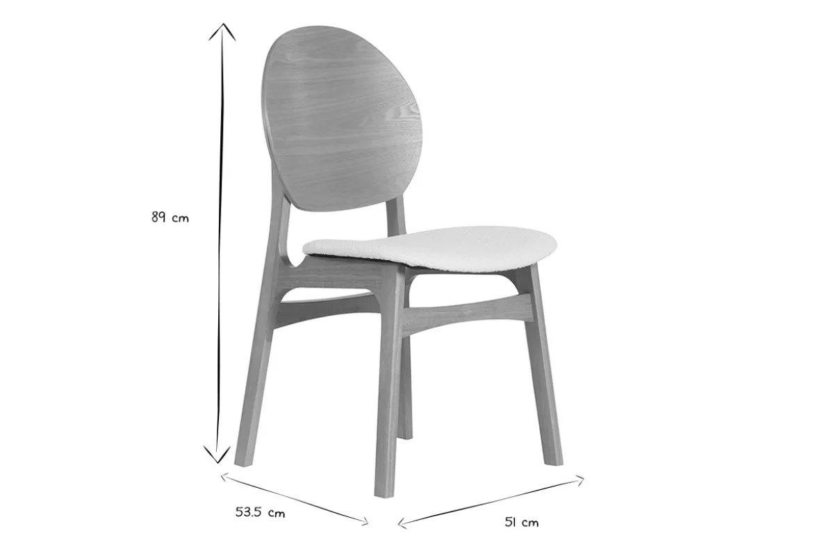 Chaises scandinaves en bois clair et tissu effet laine bouclée blanc (lot de 2) ELTON