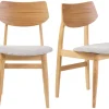 Chaises scandinaves en bois clair et tissu gris clair (lot de 2) ELION
