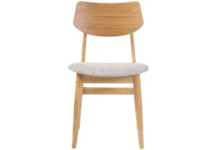 Chaises scandinaves en bois clair et tissu gris clair (lot de 2) ELION