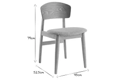 Chaises scandinaves en bois clair et tissu gris clair (lot de 2) ELION