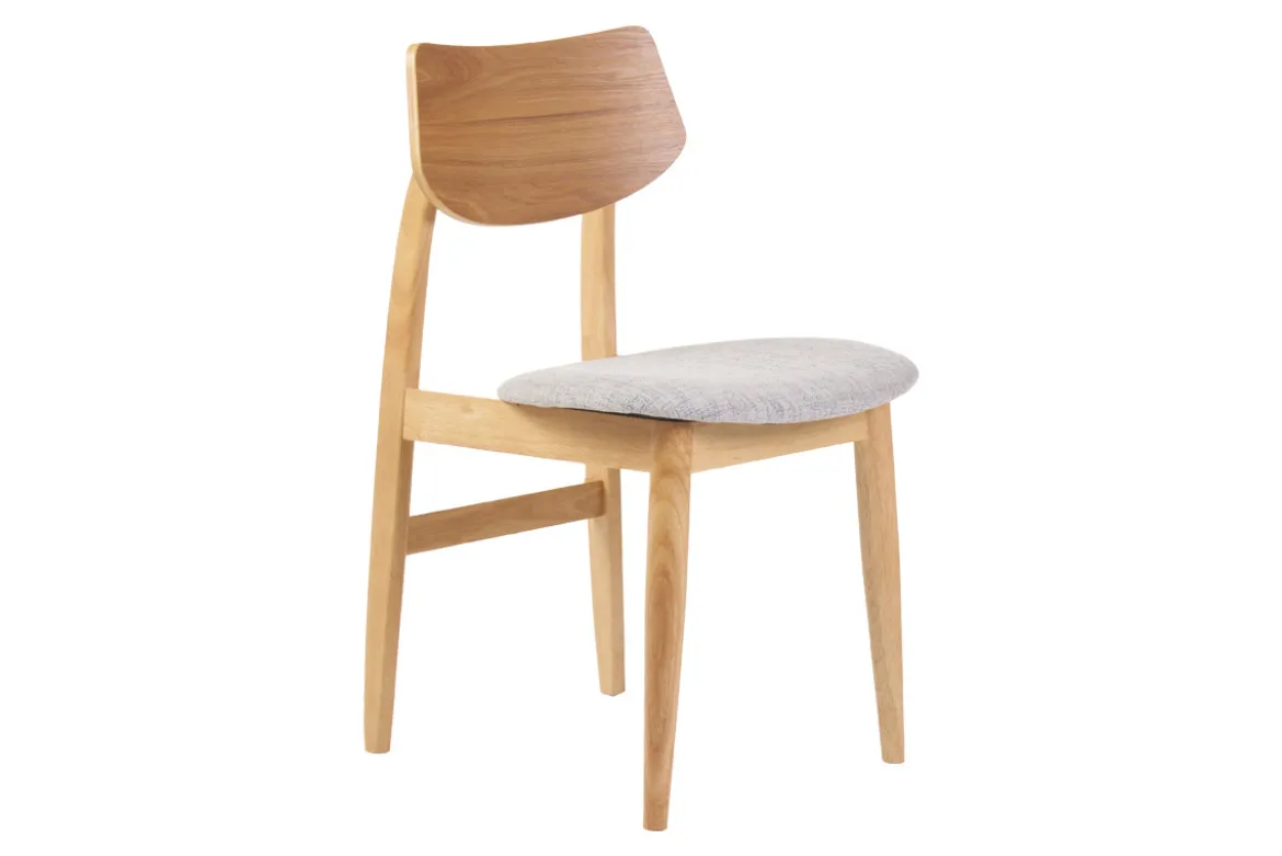 Chaises scandinaves en bois clair et tissu gris clair (lot de 2) ELION