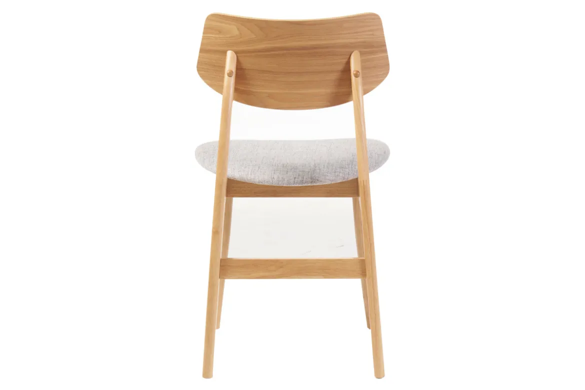 Chaises scandinaves en bois clair et tissu gris clair (lot de 2) ELION