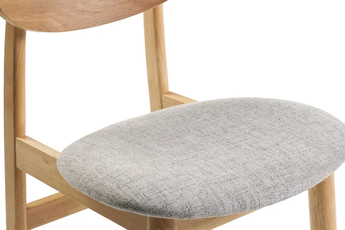 Chaises scandinaves en bois clair et tissu gris clair (lot de 2) ELION