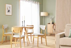 Chaises scandinaves en bois clair et tissu gris clair (lot de 2) ELION