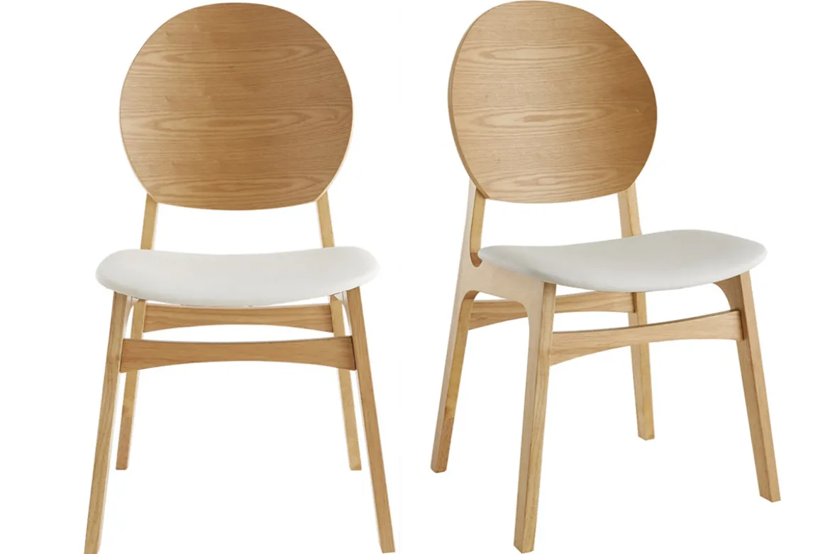 Chaises scandinaves en bois clair et blanc (lot de 2) ELTON