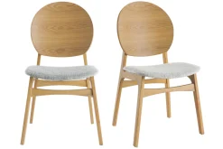 Chaises scandinaves en bois clair et tissu gris clair (lot de 2) ELTON