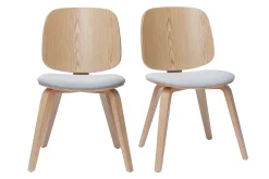 Chaises scandinaves en bois clair et tissu gris clair (lot de 2) BECK