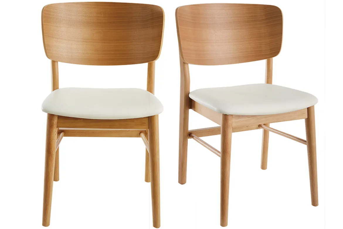 Chaises scandinaves en bois clair et blanc (lot de 2) SHELDON